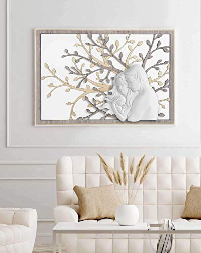 MAZZOLA LUCE CAPEZZALE MODERNO QUADRO FAMIGLIA CON ALBERO DELLA VITA TORTORA ROVERE 70X48CM