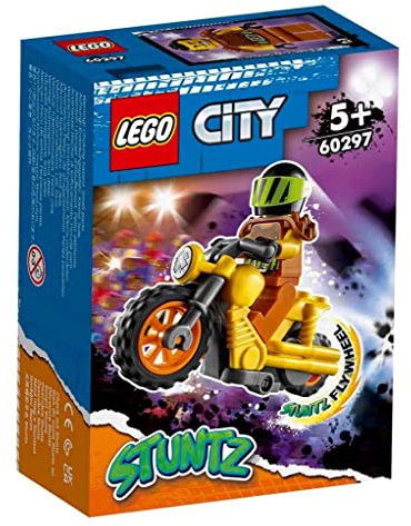 LEGO 60297 City Stuntz Power-Stuntbike, Set mit schwungradbetriebenem Motorrad und Rennfahrer-Wallop-Minifigur, Spielzeug für Kinder ab 5 Jahren
