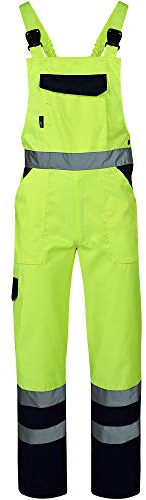 BWOLF Jinx Reflektierende Latzhose Herren Arbeitshose Schutz-Latzhose Herren mit Reflektierenden Elementen (Gelb, XL)