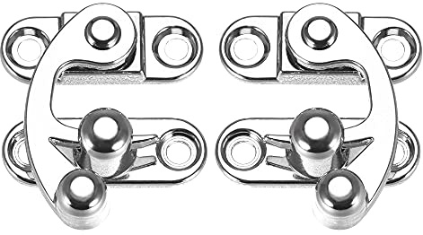 sourcing map Decorative Antique Right and Left Latch Hook Hasp Swing Arm Latch Silver Tone 2 Set