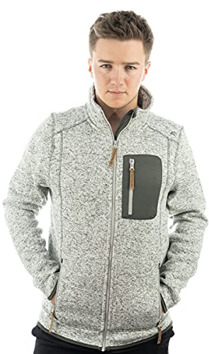 OS Trachten Orbis Herren Fleecejacke Strickfleecejacke Freizeitjacke mit Stehkragen hochgeschlossen Nucku, Größe:XXXL, Farbe:Mittelgrau