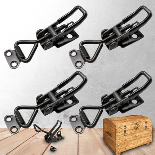 4 Pièces Antidérapant Pinces à Loquet, Sauterelles de Menuisier Réglable, Loquet à Bascule en Métal, Pince à Bascule Réglable, pour l'installation et le Remplacement D'armoires, de Portes, de Boîtes