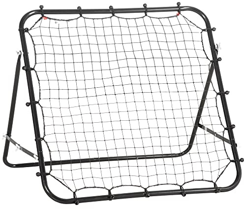HOMCOM Fotboll rebounder Kickback grind bakstudsvägg nät för baseball fotbollsmål för träning justerbar vinkel metallrör PE tyg 96 x 80 x 96 cm svart