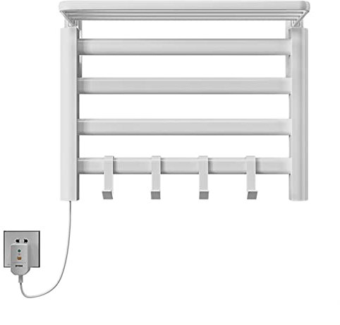 Scalda Salviette da Bagno Elettrico con Termostato Digitale, Attacco a Parete Termoatredo Elettrico, Scaldasalviette Elettrico Bagno di Basso Consumo Temporizzatore, Nessun Pugno,Bianca,Left Line