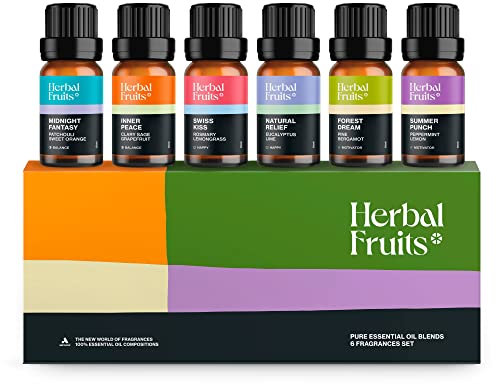 Aerosoul® Ätherische Öle Set HERBAL FRUITS, Duftöl für Diffuser 6(10 ml), Aromatherapie Öle, 100% Ätherische Öle Duftmischungen, Aroma Öl, Premium-Qualität