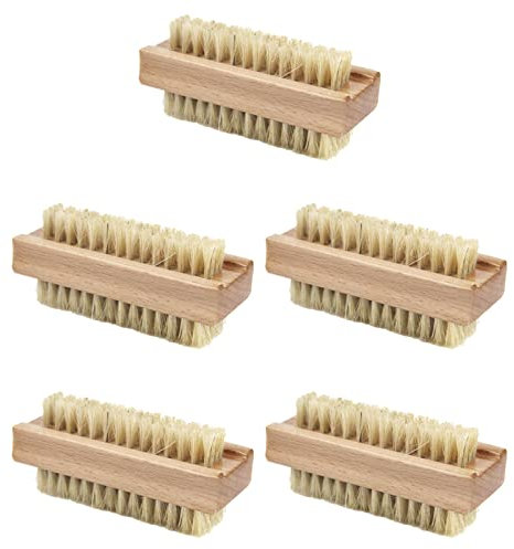 Ksvaye 5 Stück Doppelseitig Handbürste Nagelbürste Holz Hart Handwaschbürste Fingernagelbürste Reinigungsbürste Fingerbrush für Fingernägel Hände