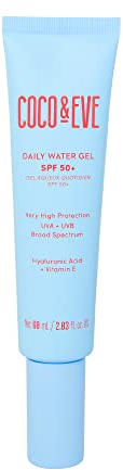 Coco & Eve Daily Water Gel SPF 50+ Sunscreen - Sun Face Protection Against UVA UVB | Australian Made, Hydrating, Lightweight Facial Suncream | Hyaluronic Acid, Aloe Vera, Glycerin for Smooth Finish