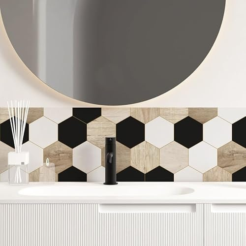 99 Déco Crédence Salle de Bain PVC 140x30 cm | Effet Bois, Carreaux Ciment