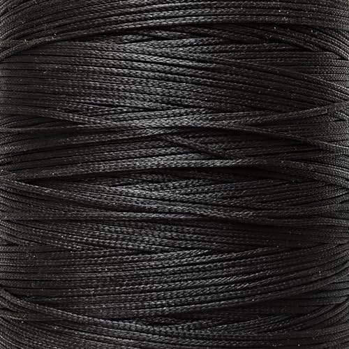 20 meters Waxed Nylon Cord, 2mm wide Super Strong Flat Jewellery Thread, Bracelet, Necklaces, Crafts, Shamballa, Macrame String (2mm Black - 20m)