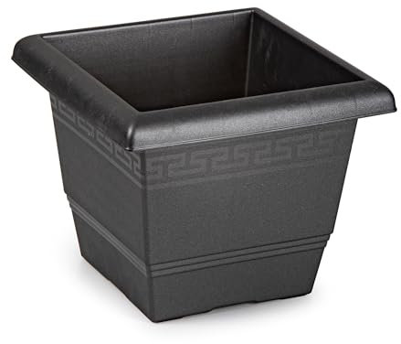 CABLEPELADO Macetero Cuadrado de plástico, Maceta Cuadrada de plástico, Jardinera Cuadrada, Tiesto Cuadrado de plástico, Plástico, Apto balcón, jardín, Patio, 20 cm Ancho x 20 cm Alto, Negro