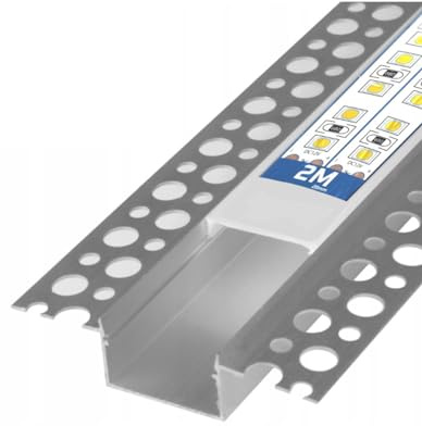 pureled LED Aluminium Profil T20 2 Meter Trockenbau Unterputz Leiste Rigips ED-Streifen (2m profil T20 + milchige Abdeckung)