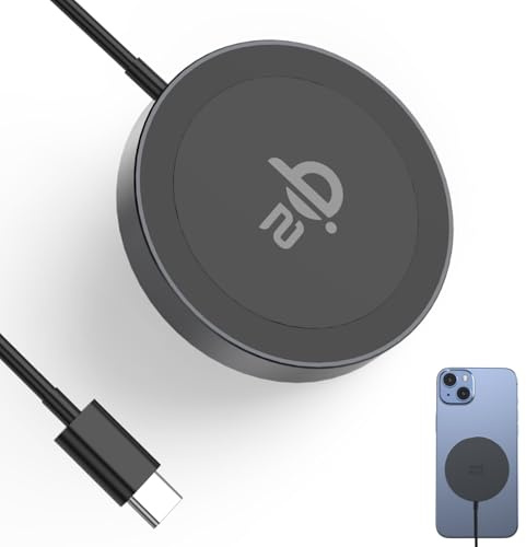 Minthouz kabelloses Ladegerät für iPhone 17/16/15/14/13 Serie,Magnetisches kabelloses Ladepad für Samsung,Mag-Safe Ladegerät für Airpods und Qi-fähige Geräte (Schwarz, Ohne Adapter)