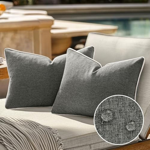 EMEMA vattentätt kuddfodral utomhus vattentät soffkudde prydnadskuddar örngott dekorativa kuddar örngott av polyester för trädgård soffa vardagsrum säng set om 2 30 x 50 cm mörkgrå