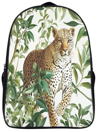 Leopardoo na selva Mochila Escolar Para Niños Fondo blanco Chicas Mochilas Escolares Viaje Bolsas Para Portátil Adolescentes Bolsa De Escuela Alta Capacidad Bolsa De Escuela 16inch