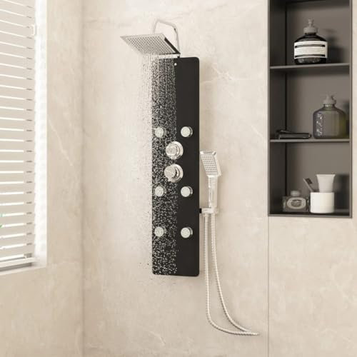NQJIBUE Home Garden Duschpaneel Glas 25x47,5x130 cm schwarz