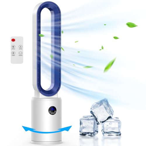 Nextronix Bladeless Tower Fan 38 Inch - 24 Speeds Quiet Tower Fan with Remote Control, 12H Timer, LED Display, HEPA Filter, 60° Oscillation Portable Standing Fans for Bedroom, Home, Office