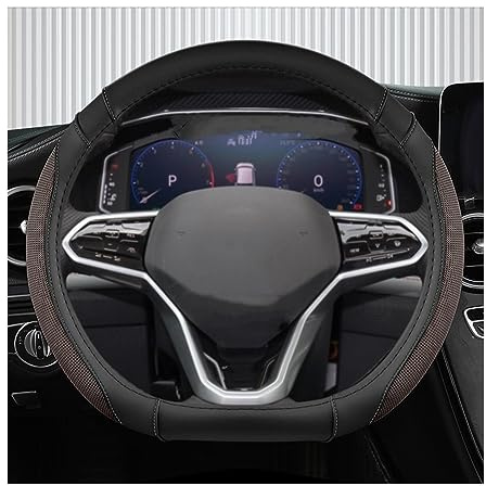 Car Steering Wheel Cover For VW For Golf 8 MK8 VIII For Golf R Gti 2019-2022 For Tiguan 2020 2022 Car Steering Wheel Cover(Coffee)