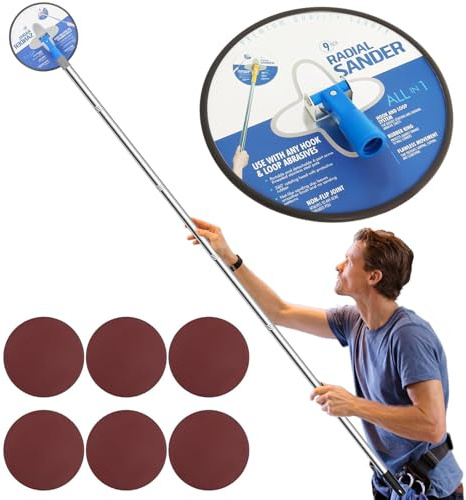 Drywall Pole Sander, Circular Sander with Adjustable Extension Pole, Manual Hand Drywall Sander for Walls and Ceilings, Includes 6 pcs Sanding Sheets