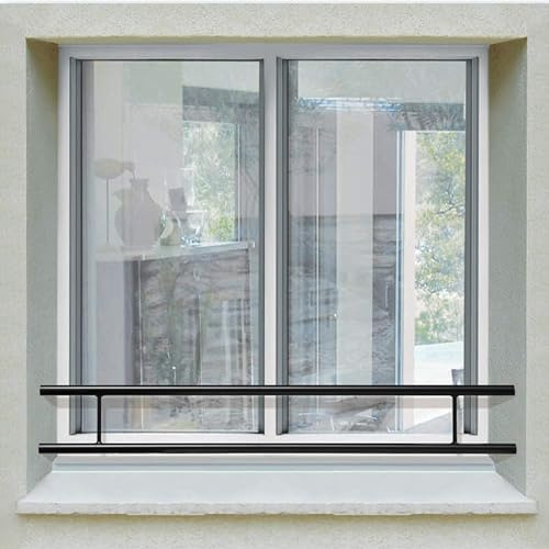 Barre d’appui 2 lisses - Fenêtre 90 cm (cote tableau) – Acier rectangulaire 20 x 40 mm – Prépeinte noir – Fixation par Scellement