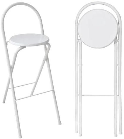 VNVFJKLO Sgabello pieghevole, Facile da trasportare, nessun montaggio, compatto, for cucina e bar giardino di casa(White,60cm/24in)