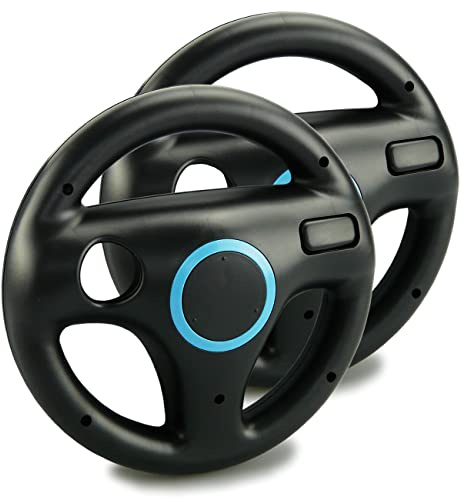 smardy 2x Steering Wheel / Racing Wheel black compatible with Nintendo Wii and Wii U Remote (Mario Kart, racing games)