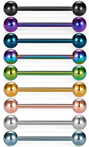 vcmart Zungenpiercing aus Chirurgenstahl Barbell Stablänge 18mm