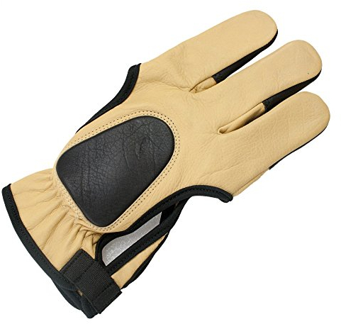elToro Schießhandschuh Peanut (XL)– atmungsaktiver Lederhandschuh für Bogenschützen – beidhändig – verstärkte Fingerspitzen & Handrücken – Verstellbarer Klettverschluss – Größe X Large – Beige