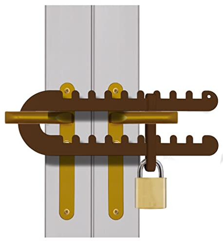 Patio French Door Lock for Double Door Handle 'P', D' or Standard Handles High Security Deadlock Also Fits Sliding Handles Visible from Outside Chocolate Brown