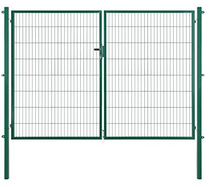 Arvotec Doppeltor/Doppelflügeltor, grün, 200x50, BxH:2x1500x1600mm - komplett aufstellfertig mit Pfosten & Befestigungsmaterial - mit passenden Anschlussstücken für Stabmattenzaun