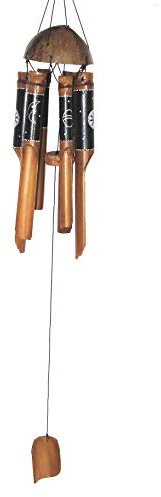 Bambus Windspiel mit Planeten längstes Rohr 50 cm Garten-Deko Bambus-Klangspiel mit harmonischem Ton und warmem Klang Feng Shui