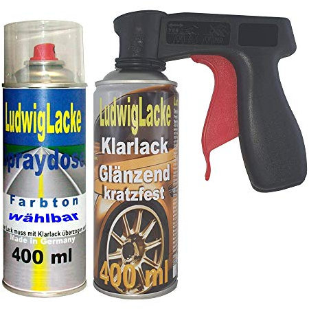 LudwigLacke Spray Set für BMW Titansilber 354 400ml Lack +400ml Klarlack + Griff