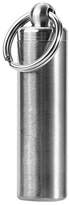 Mini Pill Holder Waterproof Pill Containers, Portable Pill Case, Pill Holder Attached Stainless Steel Pill Box with Keychain for Outdoor Camping Traveling