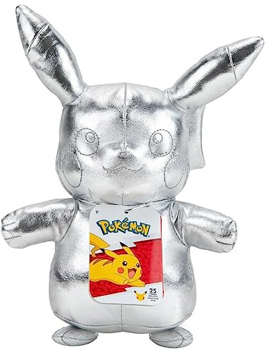 Pokémon BO37432, Pikachu Plüsch (Silber, 30cm), 25 Jahre Silbernes Jubiläum - silbernes Plüsch