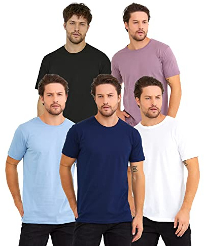 Kandor – Paquetes de 5 camisetas para hombre, ropa del Reino Unido, cuello redondo, color liso, 100 % algodón, camisetas de calidad para el trabajo o gimnasio, camisetas clásicas informales