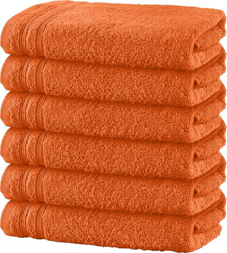 Erwin Müller Handtuch 6er-Pack Heidelberg 100% Baumwolle - saugstark, gut trocknend, kompakt, leichte Qualität orange Größe 50x100 cm - ideal für Sport, Strand, Reisen