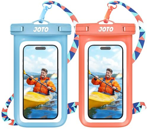 JOTO 2 Stück wasserdichte Handyhülle IPX8 Unterwasser Wasserfest Handytasche für iPhone 17 16 15 14 13 12 11 Pro Max Plus Air Galaxy S24 S23 A15 Xiaomi bis 7 Zoll Phone Case –Blau/Orange