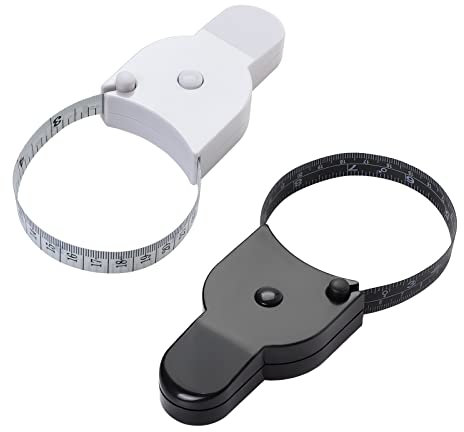 Coptiner 2 Stück Maßband Körper, 60 Zoll /150 cm einziehbares doppelseitiges Körpermaßband weiches Klebeband Nähen Schneiderband für Stoff Nähen Körpermaße, Schwarz und Weiß