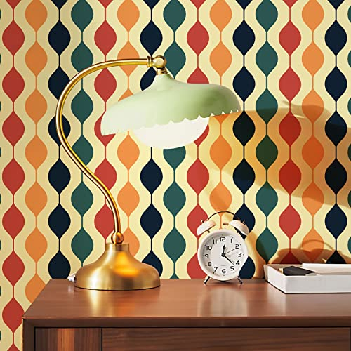 JiffDiff Retro Checkered Wallpaper Peel and Stick 15.7x 118 Retro Geometric Wallpaper Checkered Contact Paper Abstract Modern Wall Paper 1970s Wall Decor Colorful for Bathroom Cabinet