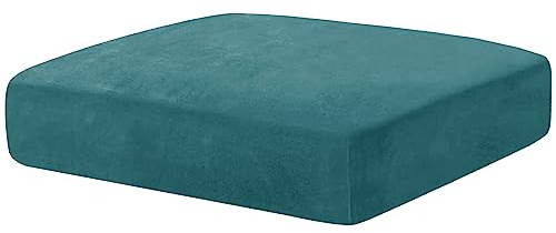 CHELZEN Velluto Coprisedile per divano, Copriseduta Divano Elasticizzato, Soft Cuscino Protezione Divano Sedile Lavabile (Grande 1 Posti, Blu Pavone)
