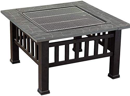 ZAANU Feuerstellen für den Außenbereich, holzbefeuerte Feuerstellen für den Außenbereich, quadratische Feuerstelle aus Metall, Terrassenofen, Grill, Feuerstelle