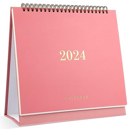 STOBOK Tischkalender 2024.1-2025.6 Von Januar 2024 Bis Juni 2025 Stehend Umklappbarer Tischkalender Monatlicher Mit Dickem Papier (Rosa)