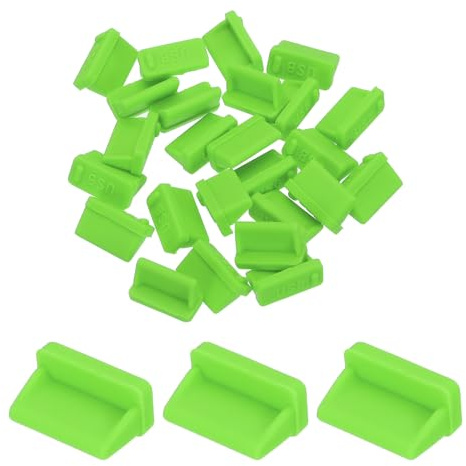 sourcing map 25pcs USB Type A Port Plugs Covers Caps Silicone Anti Dust Protector for USB Female End, Green