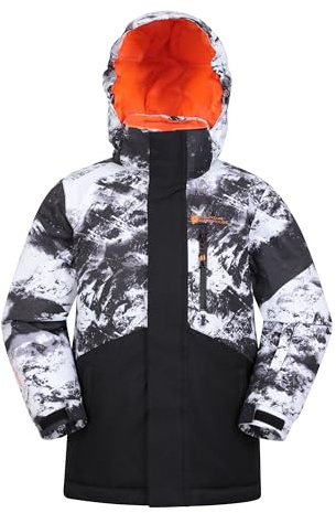 Mountain Warehouse Himalayan Kids Waterproof Ski Jacket - Breathable Childrens Coat withTaped Seams & Detachable Hood - Snowboarding Dark Grey 7-8y