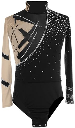 CuLtp VêTements Patinage Artistique pour GarçOns Et Hommes, Patchwork Velours Faux Costume CompéTition Performance en Deux PièCes, VêTements Haut Justaucorps Patinage Artistique