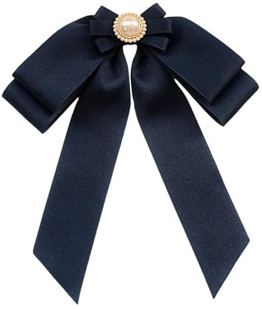 Amagogo Vorgebundene Brosche mit Schleife für Damen, mit Perlen, Fliege, Anstecknadel, Krawattennadel für Uniform, Bluse, Jahrestag