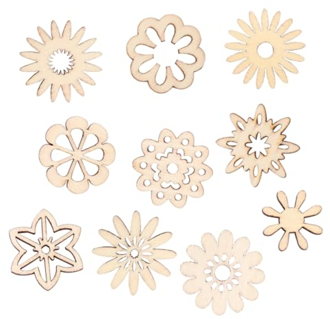 STOBOK 100stücke Blumenholzscheibe Und Sternholzstücke Holz Chips Für Diy Holzhandwerk Holzverzierungen Und Bastelmaterial Hochwertiges Holzmaterial Geeignet Für Scrapbooking