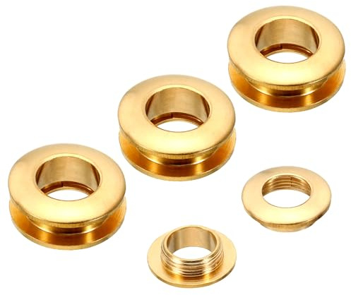 PATIKIL 10.5mm(2/5 Inch) Solid Brass Hole Eyelets, 4 Pcs Arc Surface Self Backing Grommets with Washer for Leather Craft, Brass Tone