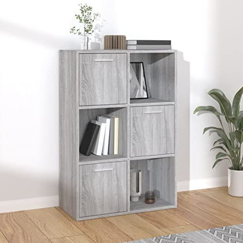 LAPOOH Lagerschrank, Flurschrank, Putzschrank, Besenschrank, Aktenschrank, Schrank Schmal, Aufbewahrungsschrank, Vorratsschrank, Grau Sonoma 60x29,5x90 cm