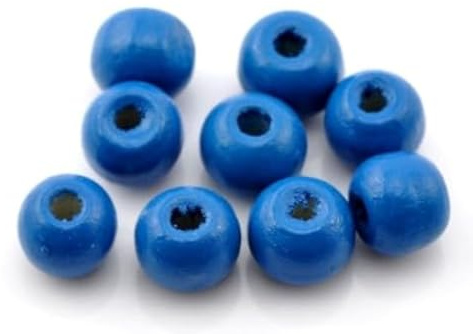 300 Stück Holzperlen 9x10mm mit 3mm Loch Rund Blau zum basteln auffädeln Kugeln Perlen aus Holz Bastelperlen für DIY Schmuck Schmuckherstellung Armbänder Ketten