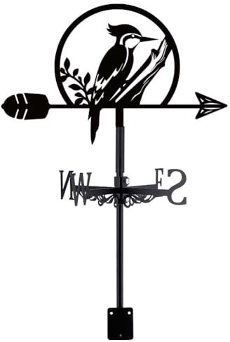SUPERDANT Vögel Wetterhahn Specht Wetterfahne Dach Metall Wetterfahnen Garten Windrichtungsanzeiger Weathervane für Hof Outdoor Wetterfahne für Bauernhof Scheune Schuppen Garten Dach Ornament